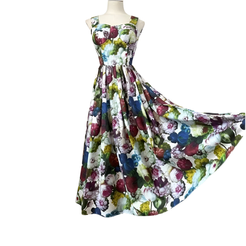 OUTLET: Luxury Designer Georgina print push up 100% cotton dress, SIZE S / EU34 / US4