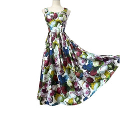 OUTLET: Luxury Designer Georgina print push up 100% cotton dress, SIZE S / EU34 / US4