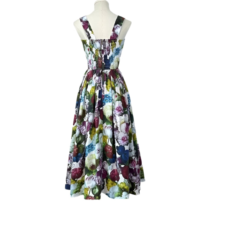 OUTLET: Luxury Designer Georgina print push up 100% cotton dress, SIZE S / EU34 / US4