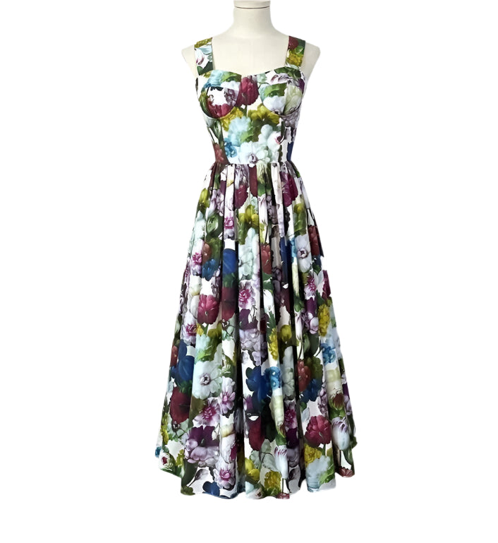 OUTLET: Luxury Designer Georgina print push up 100% cotton dress, SIZE S / EU34 / US4