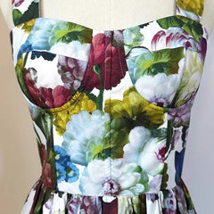 OUTLET: Luxury Designer Georgina print push up 100% cotton dress, SIZE S / EU34 / US4