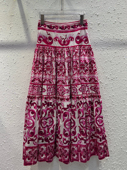 HIGH QUALITY Luxury Fashion Women Off-Shoulder Silk blouse and Cotton Maxi Skirt Summer Set For Female 2023