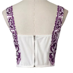 Italian Luxury Purple "Majolica Inspired" Print 100% Cotton Top – Elegant Women’s Designer-Inspired Fashion