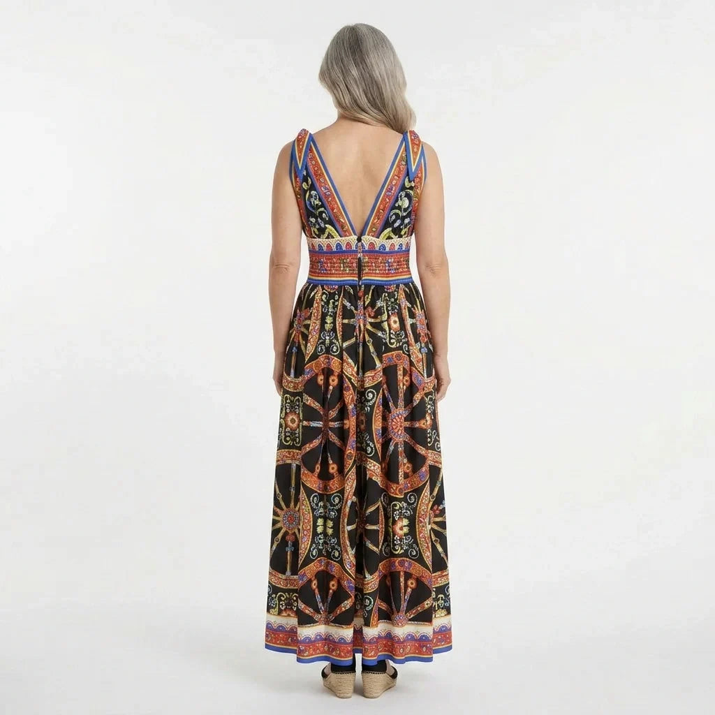 Carretto Maxi Dress with Bow Shoulders