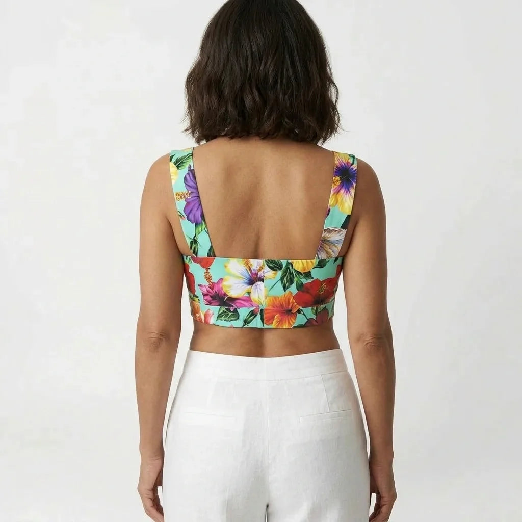 Multicolour Floral Cotton Crop Top