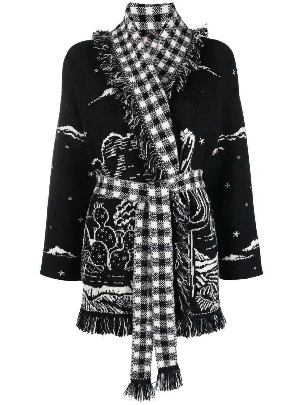 Belted Desert Night Fringed Cardigan