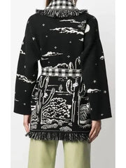 Belted Desert Night Fringed Cardigan