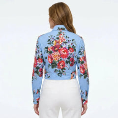 Floralia Italiana Blue Cotton Blouse