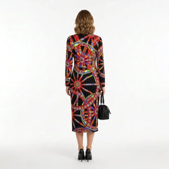 Carretto Silk Midi Dress with Long Sleeves