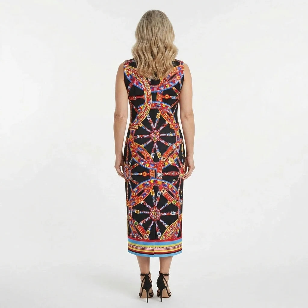 Carretto Black Silk Midi Dress