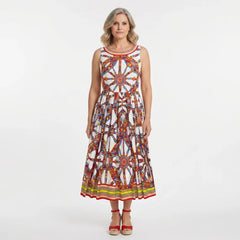 Sicilian Carretto Cotton Midi Dress with Pockets