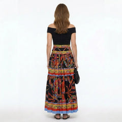 Sicilian Carretto Print Maxi Cotton Skirt
