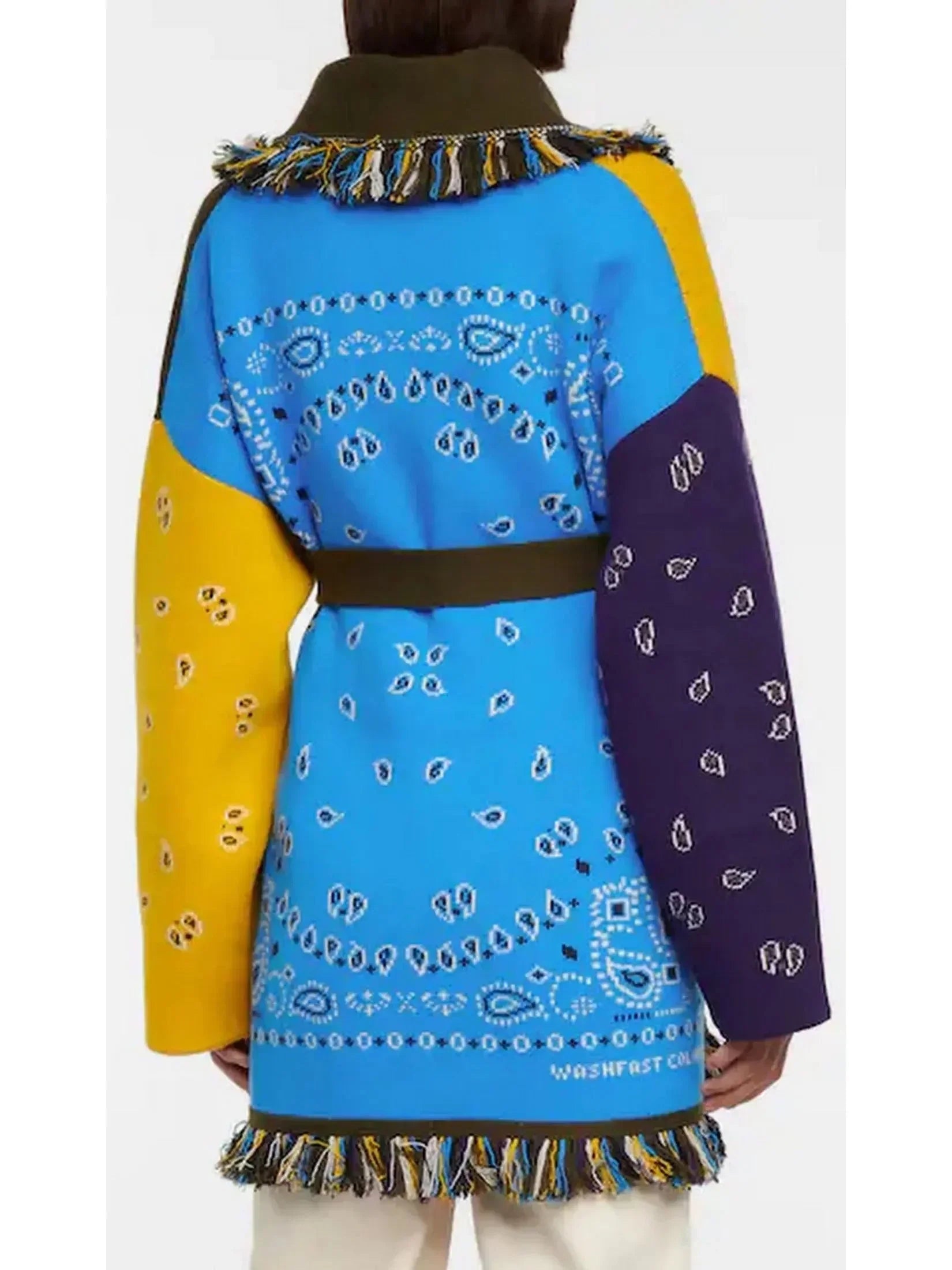 Color-Contrasting Bandana Jacquard Cashmere-Blend Cardigan