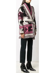 Cosmic-Pattern Fringed-Edge Cardigan