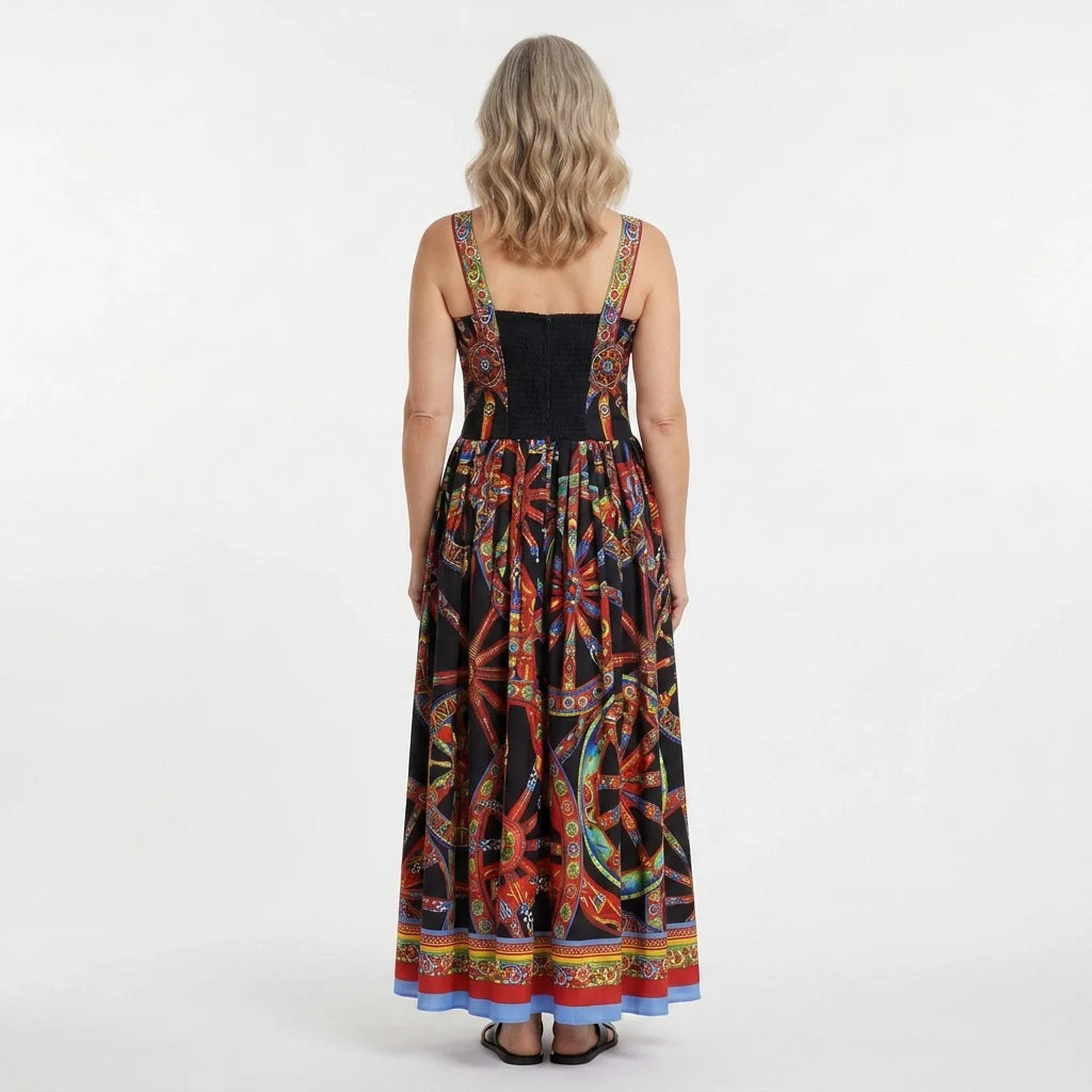 Sicilian Carretto Maxi Bustier Dress