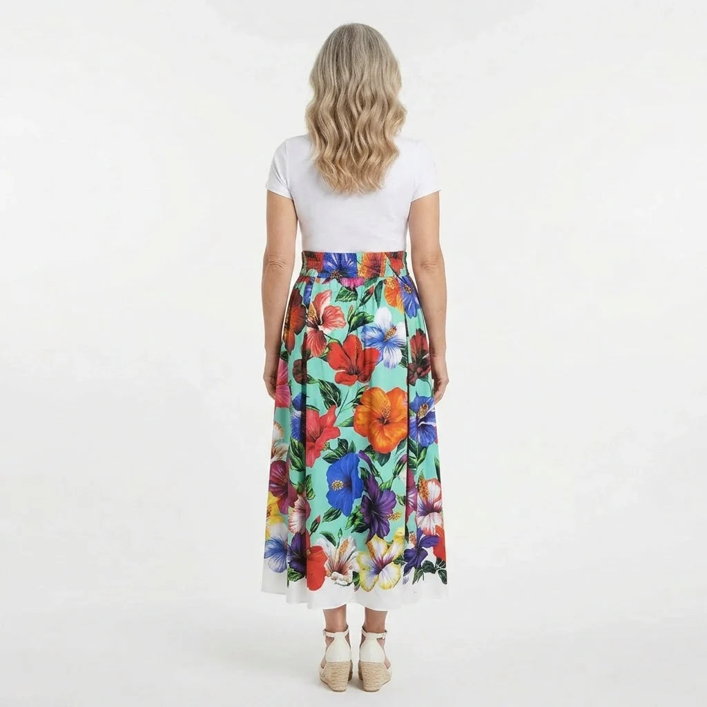 Multicolour Floral Cotton Midi Skirt