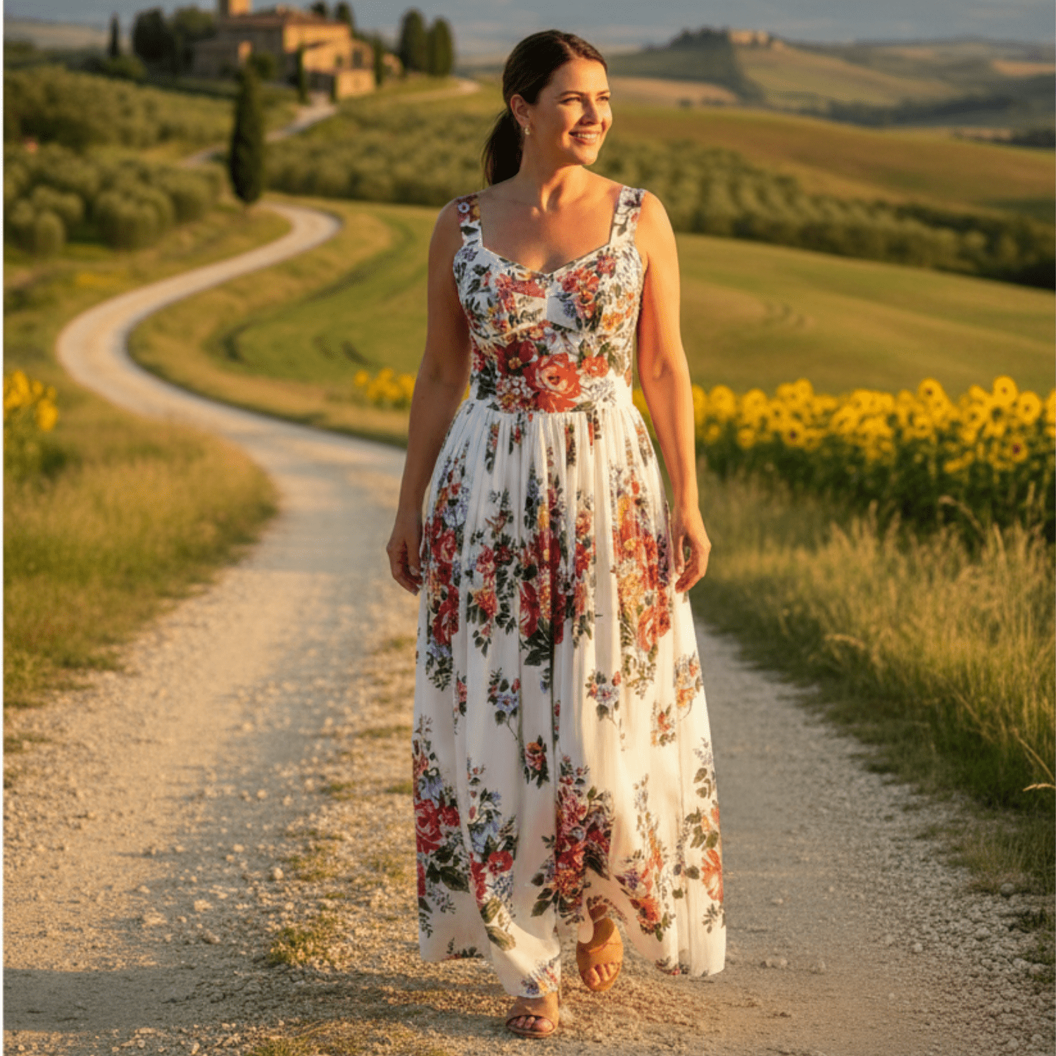 Floralia Italiana White Cotton Maxi Dress