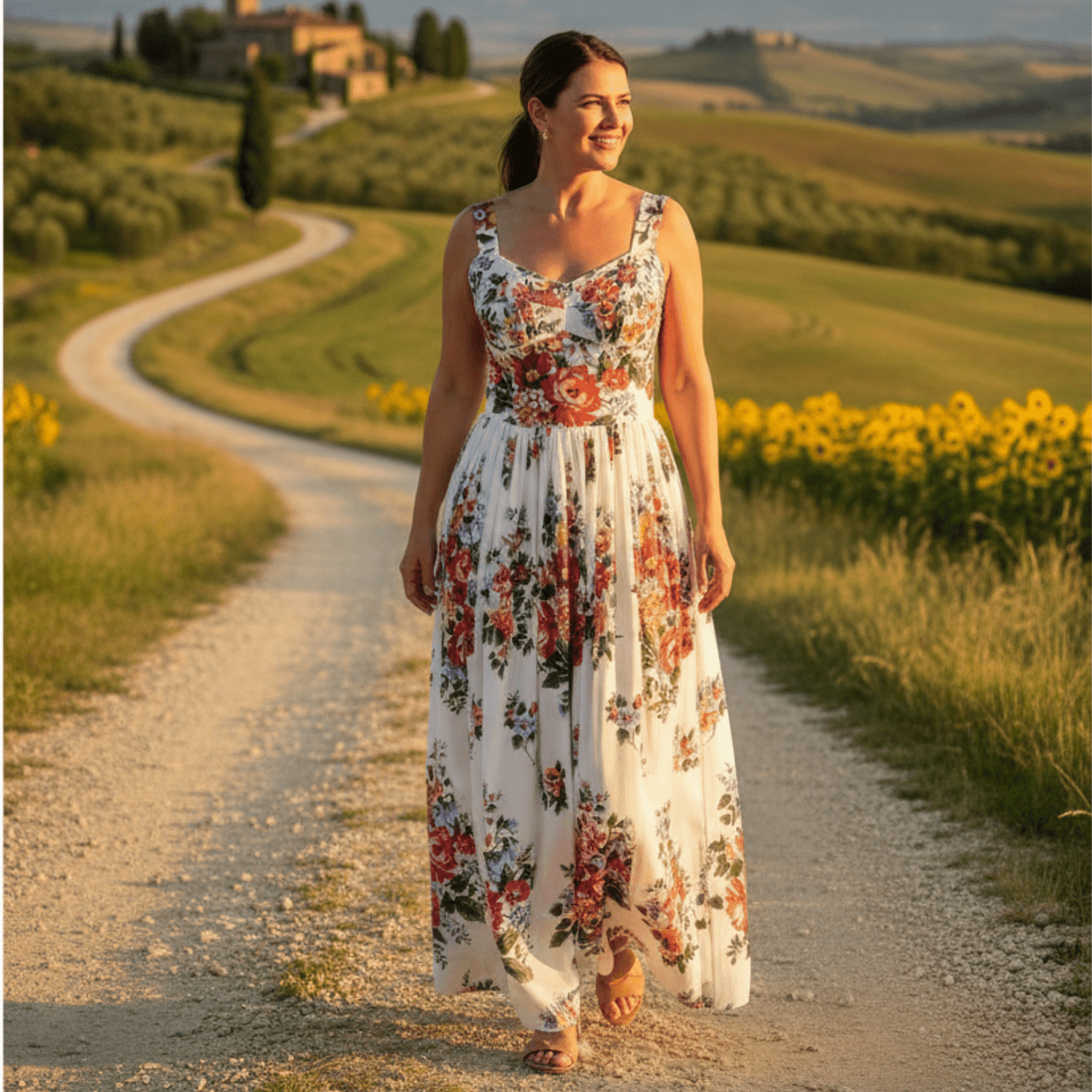 Floralia Italiana White Cotton Maxi Dress