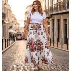 Floralia Italiana White Cotton Maxi Skirt