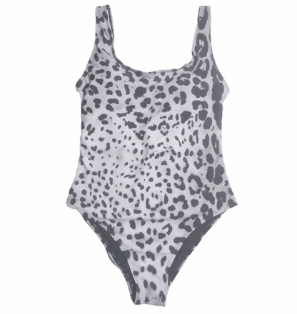 Grey Leo print one piece swimsuit
