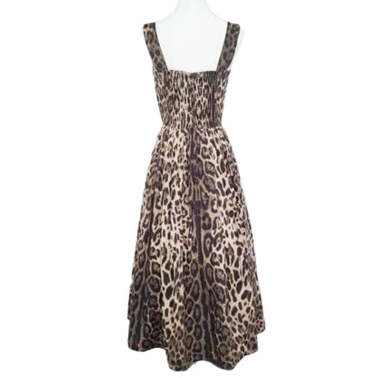 Italian Brown Leopard print push up 100% cotton dress