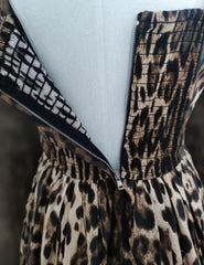 Italian Brown Leopard print push up 100% cotton dress