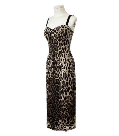 Silk Leopard Midi Lingerie Style Dress