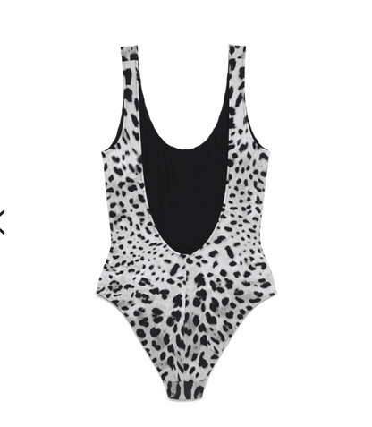 Grey Leo print one piece swimsuit