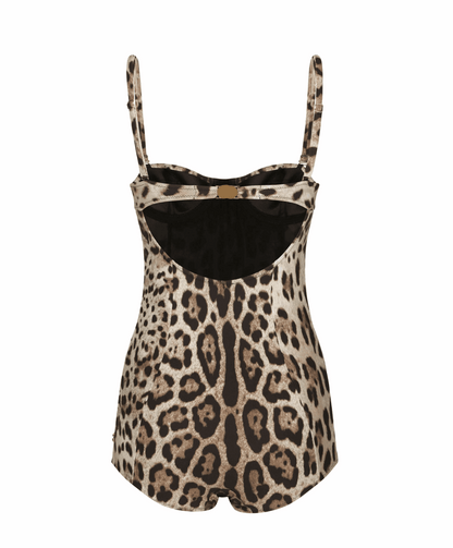Leo print padded cups swimsuit