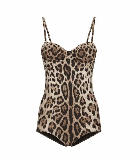 Leo print padded cups swimsuit