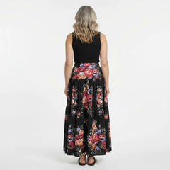 Floralia Italiana Black Cotton Maxi Skirt