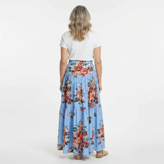 Floralia Italiana Blue Cotton Maxi Skirt
