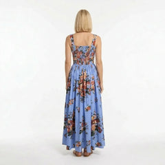 Floralia Italiana Blue Cotton Maxi Dress