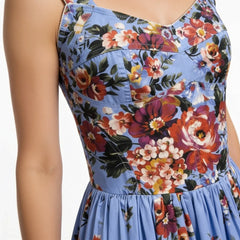 Floralia Italiana Blue Cotton Maxi Dress