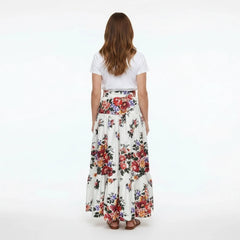 Floralia Italiana White Cotton Maxi Skirt