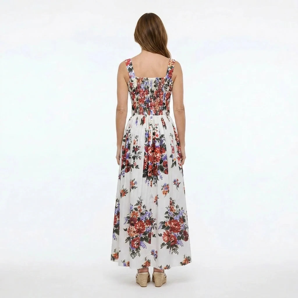 Floralia Italiana White Cotton Maxi Dress