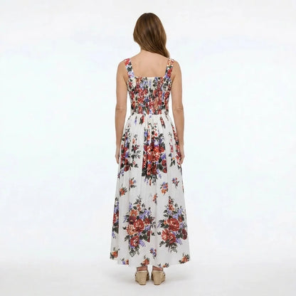 Floralia Italiana White Cotton Maxi Dress