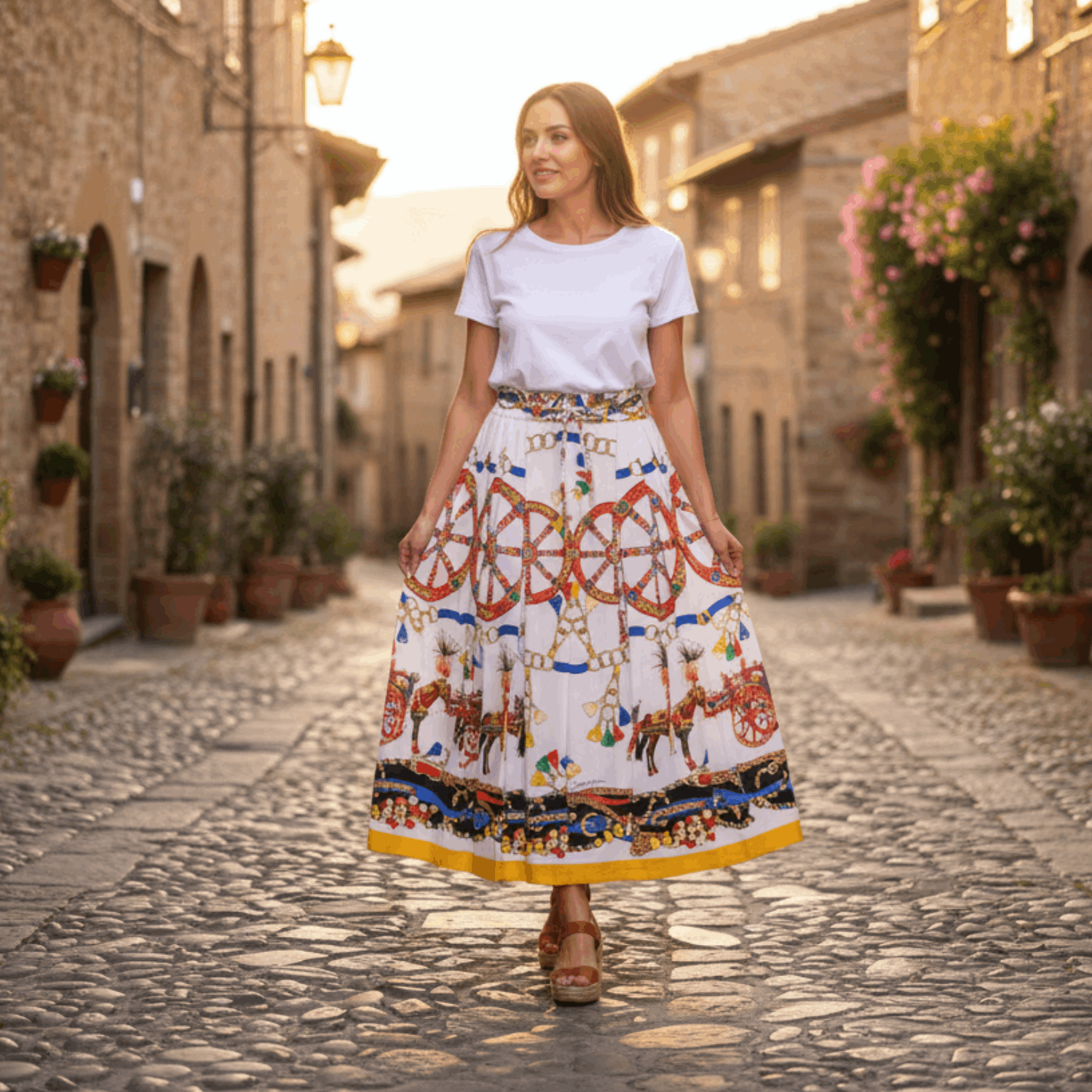 Sicilian Carnival Cotton Skirt