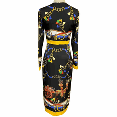 Sicilian Carnival Pure Silk Midi Dress
