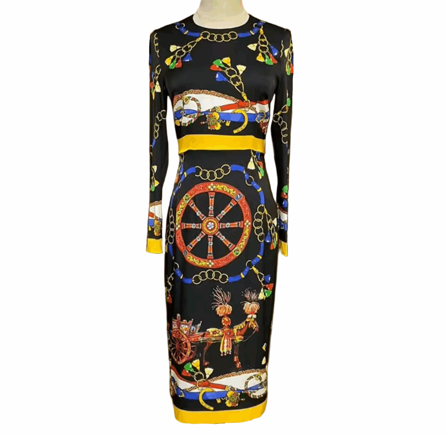 Sicilian Carnival Pure Silk Midi Dress