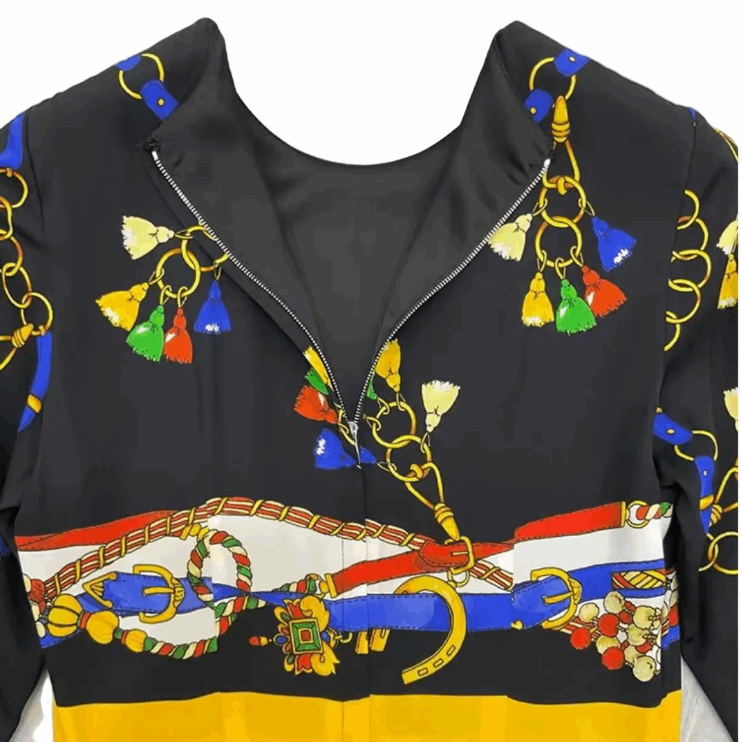 Sicilian Carnival Pure Silk Midi Dress