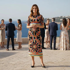 Carretto Silk Midi Dress with Half Sleeves