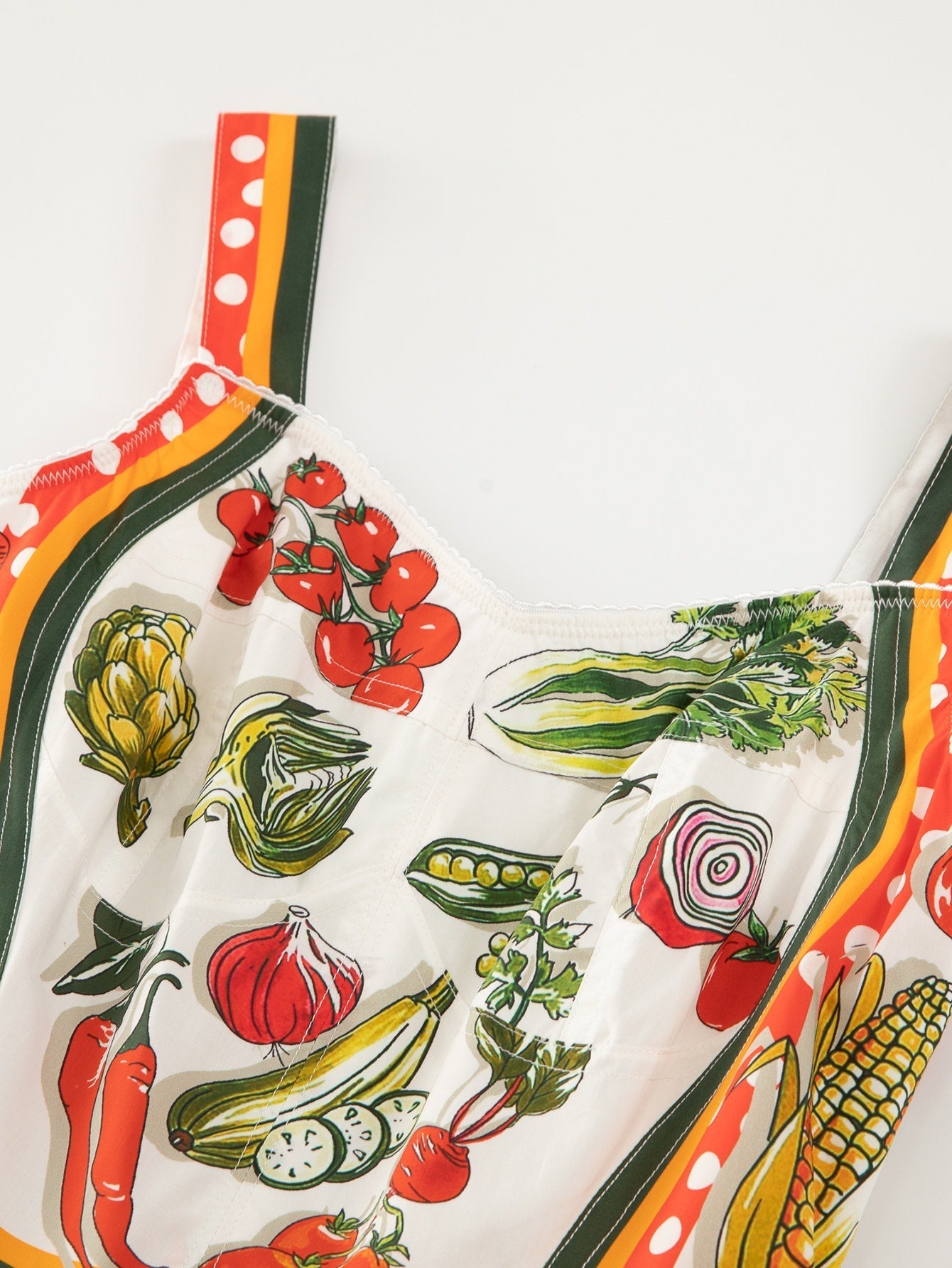 OUTLET: Italian Veggies print sleeveless cotton maxi dress, SIZE XL / EU40 / US10