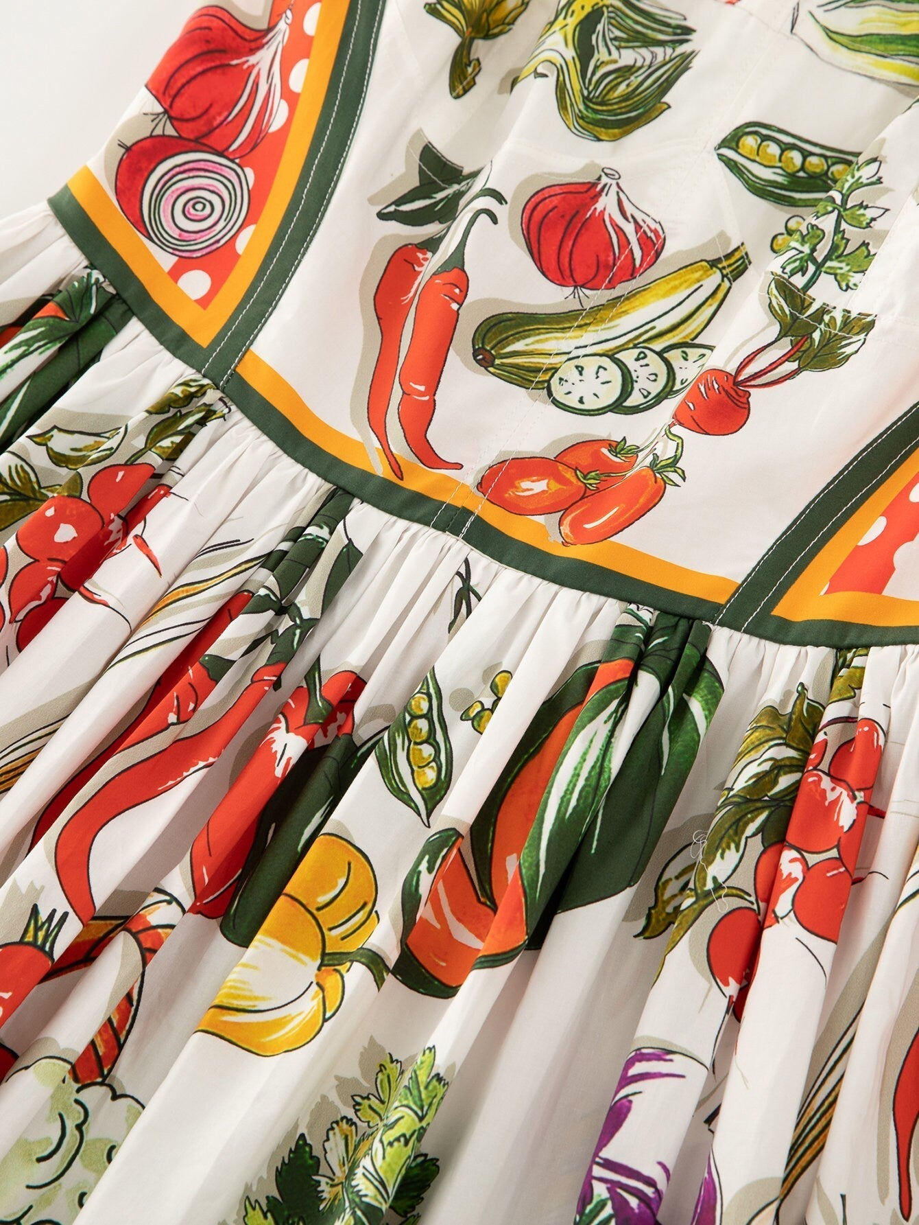OUTLET: Italian Veggies print sleeveless cotton maxi dress, SIZE XL / EU40 / US10