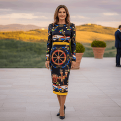 Sicilian Carnival Pure Silk Midi Dress