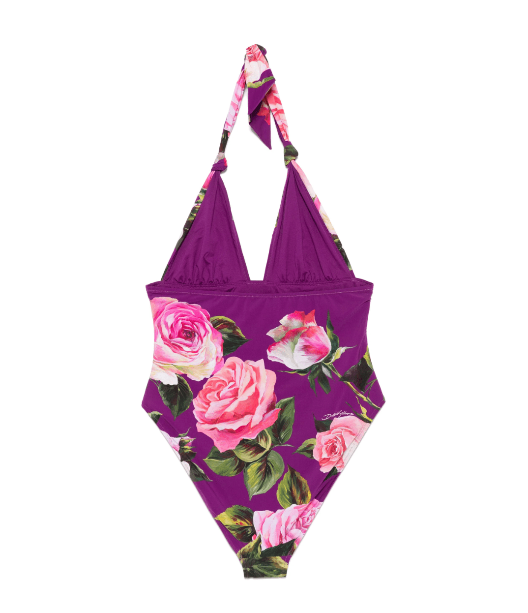 Purple roses print one piece swimsuit