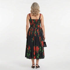 Red Roses Midi Bustier Dress