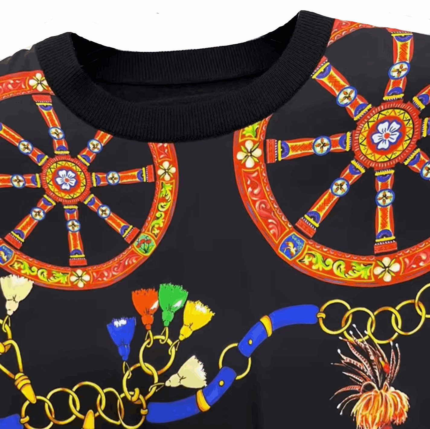Sicilian Carnival Black Silk & Wool Knitted Top