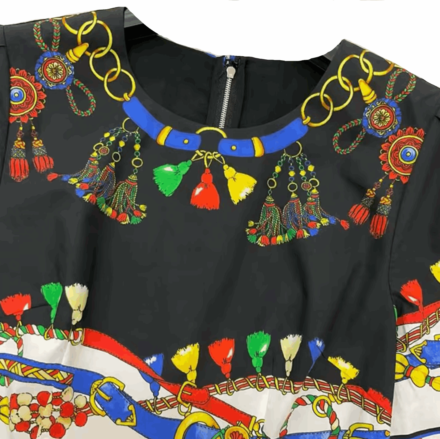 Sicilian Carnival Cotton Midi Dress with Pockets