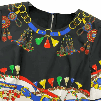 Sicilian Carnival Cotton Midi Dress with Pockets